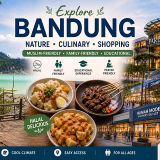 Bandung tourism featuring nature attractions, halal culinary, and shopping destinations suitable for Muslim families