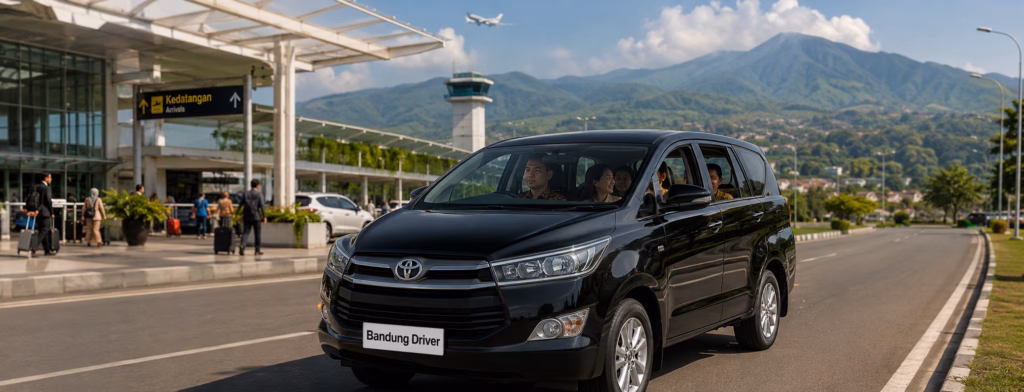 Private Bandung driver service with airport transfer and family tour in a Toyota Innova