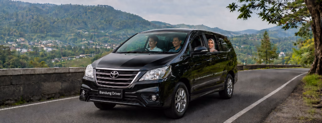 Bandung private driver tour with Toyota MPV on a scenic highland road