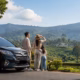 Safe Lembang tour with private driver and family enjoying mountain scenery near Bandung